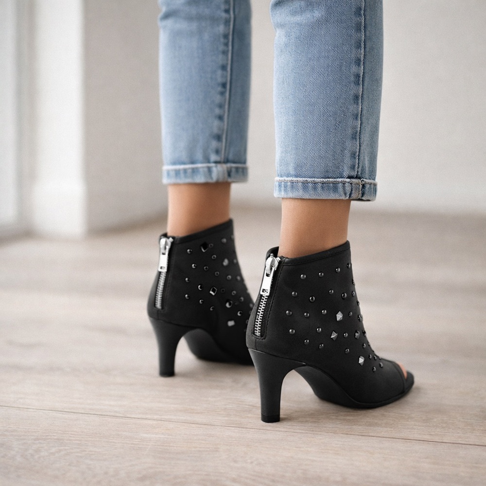 Vince Camuto| Black Studded Ankle Boots